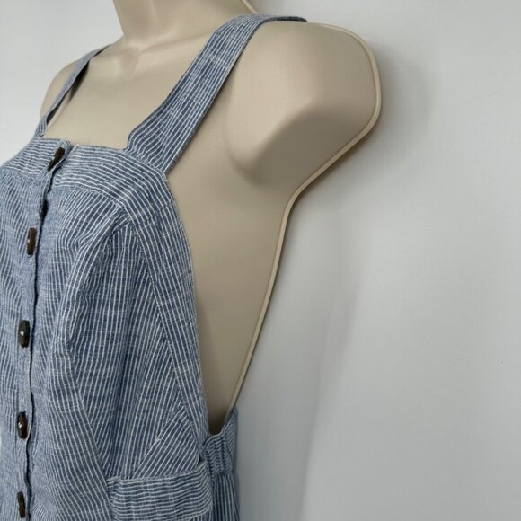 JAPNA Women's Size M Romper Jumpsuit Blue Striped straight  Leg 100% Cotton Casu - Picture 5 of 14